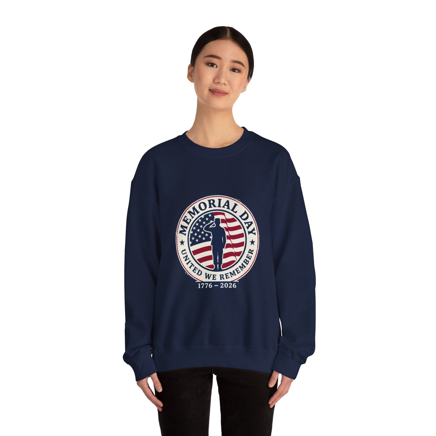 Memorial Day 1776–2026 Crewneck, USA 250 Vintage Distressed Americana Printify