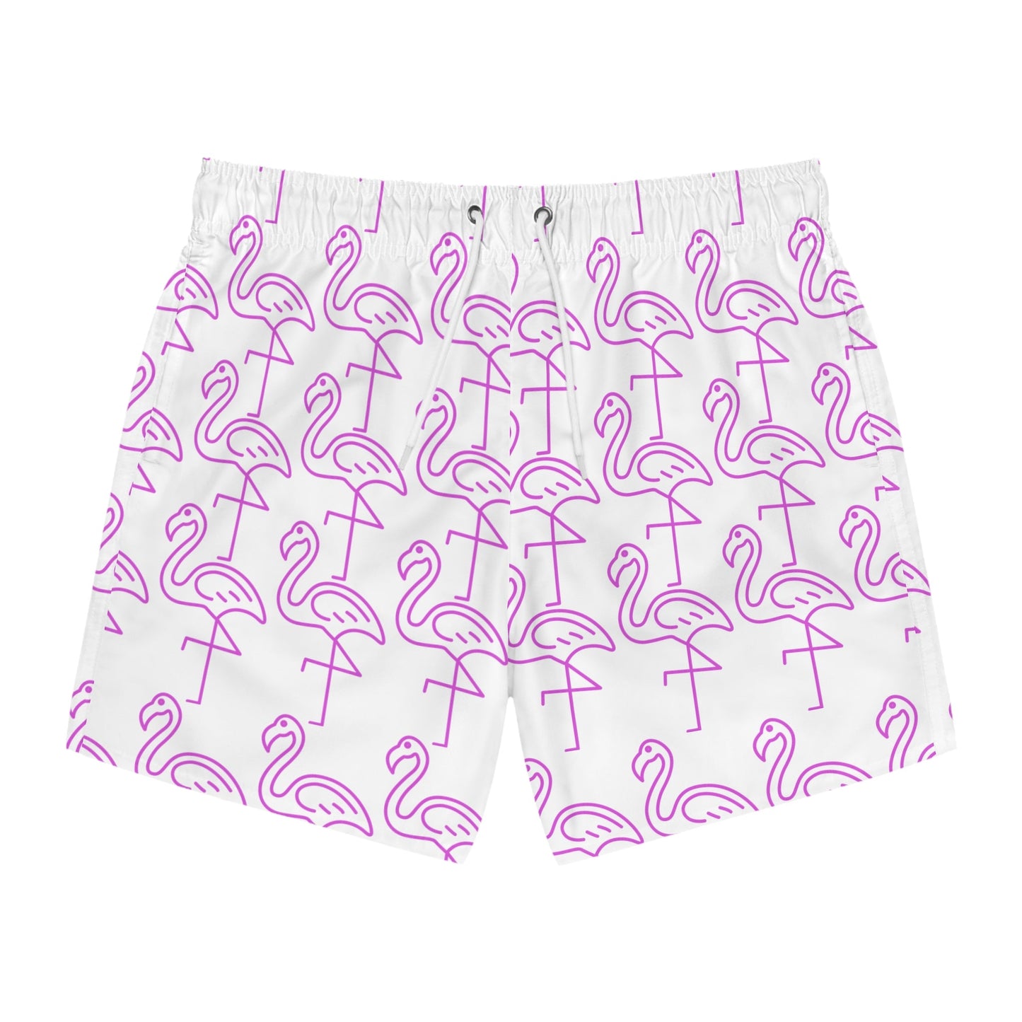 Pink Flamingo Swim Trunks — All-Over Print Beach Shorts Printify