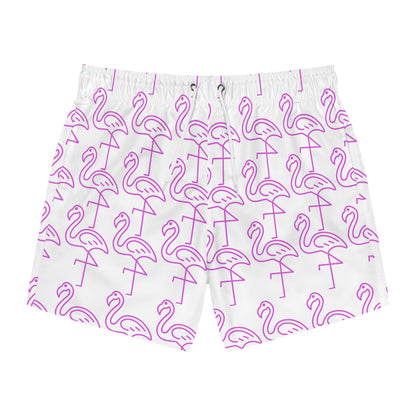 Pink Flamingo Swim Trunks — All-Over Print Beach Shorts Printify