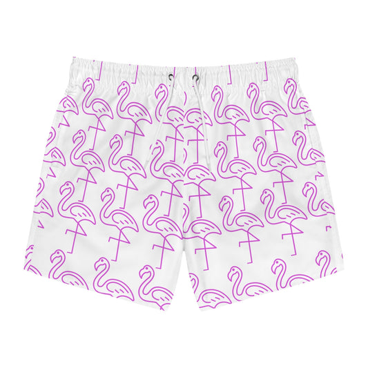 Pink Flamingo Swim Trunks — All-Over Print Beach Shorts Printify