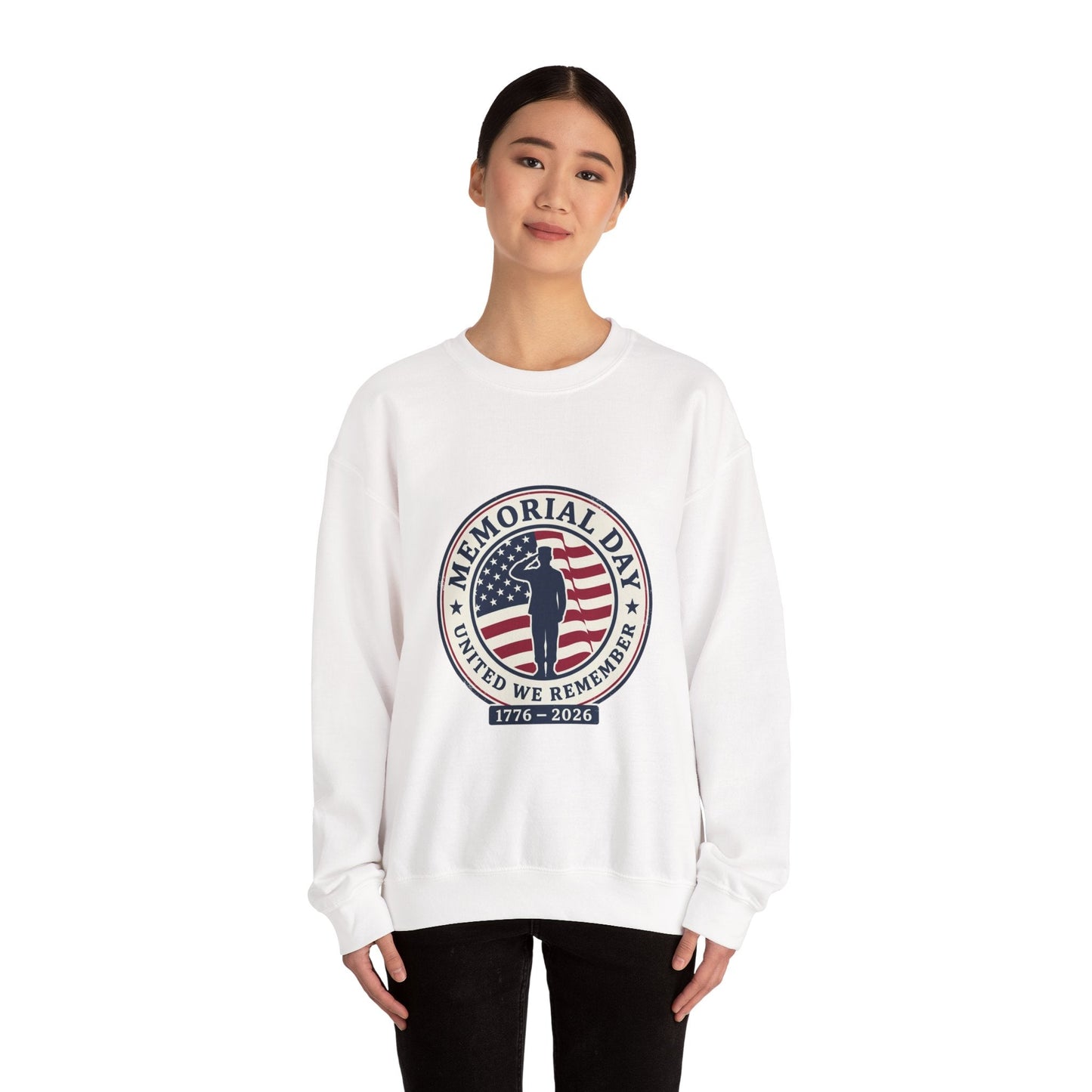 Memorial Day 1776–2026 Crewneck, USA 250 Vintage Distressed Americana Printify