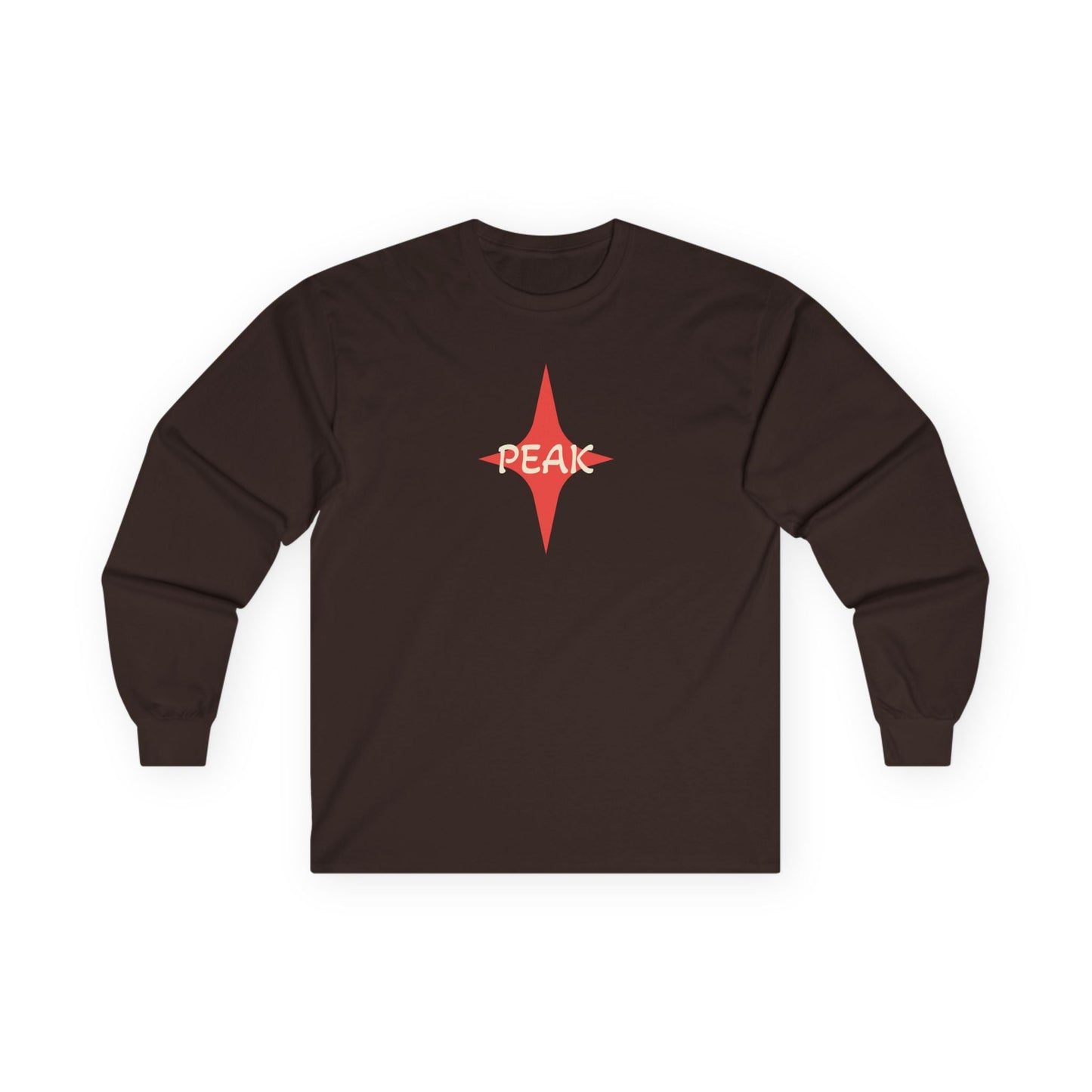 Peak Wilderness Long Sleeve Tee — Mountain Reflection with Red Sun Printify