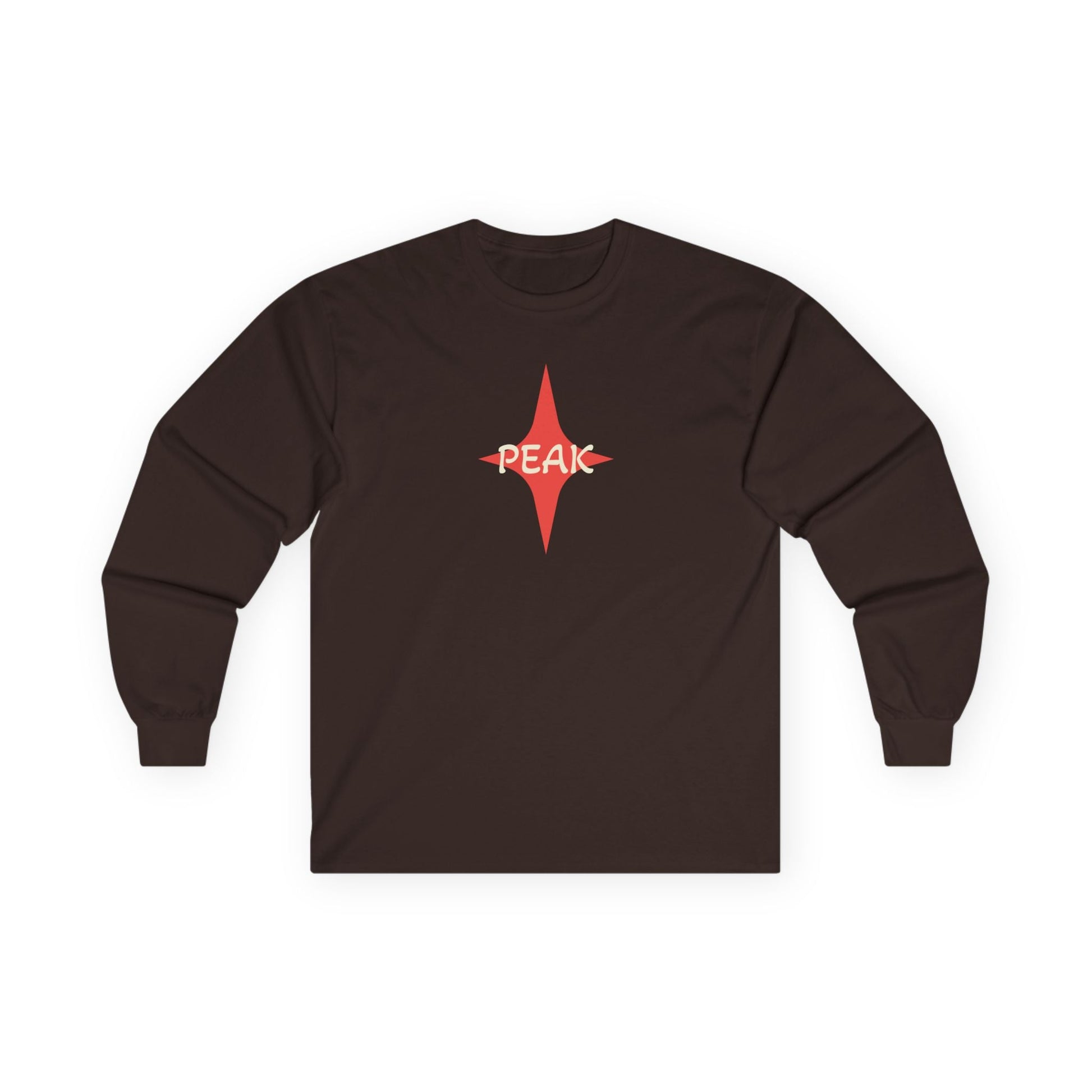 Peak Wilderness Long Sleeve Tee — Mountain Reflection with Red Sun Printify