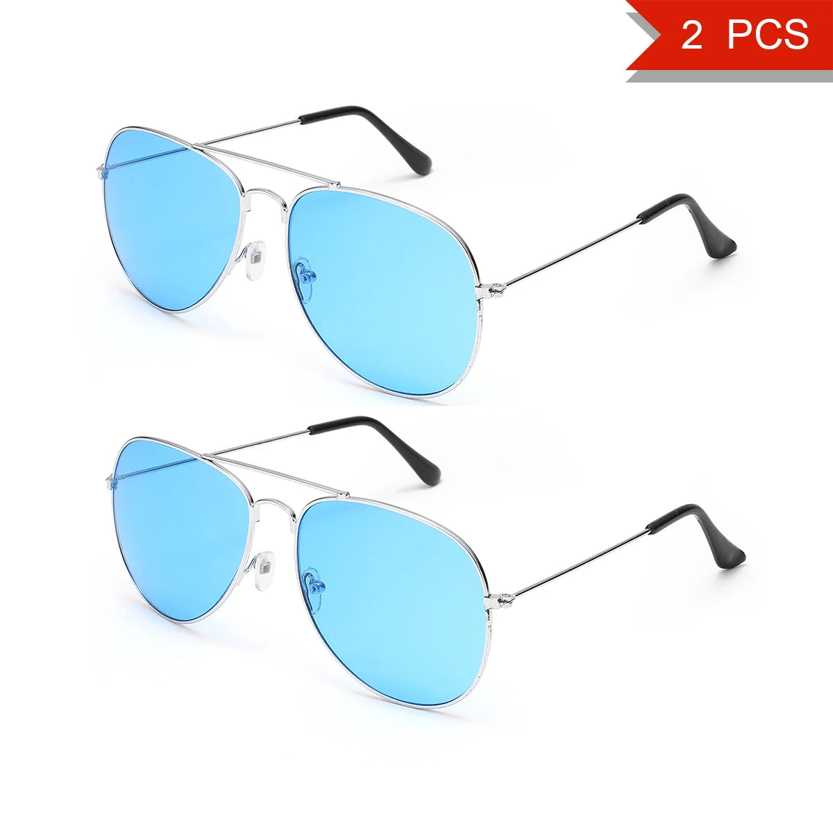 2 PCS Classic Aviator Sunglasses Gold Metal Frame UV100